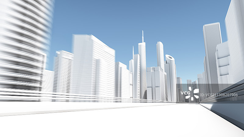 三维渲染的白模城市汽车广告背景图图片素材