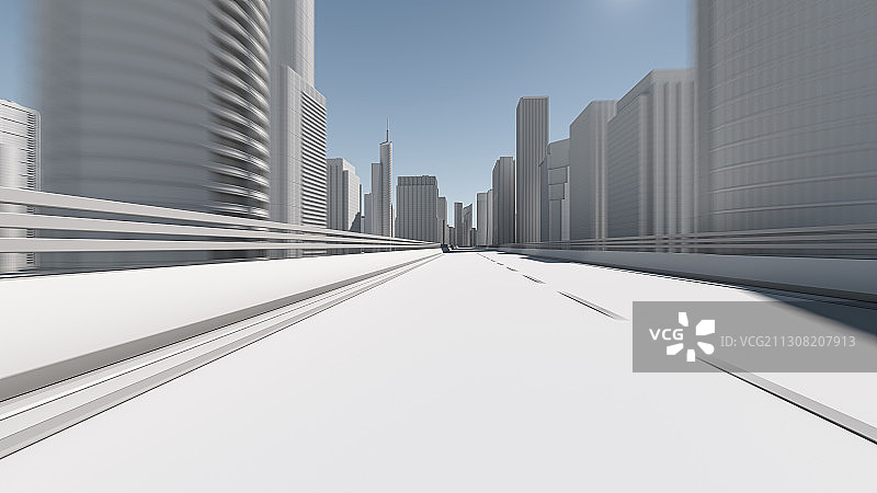 三维渲染的白模城市汽车广告背景图图片素材
