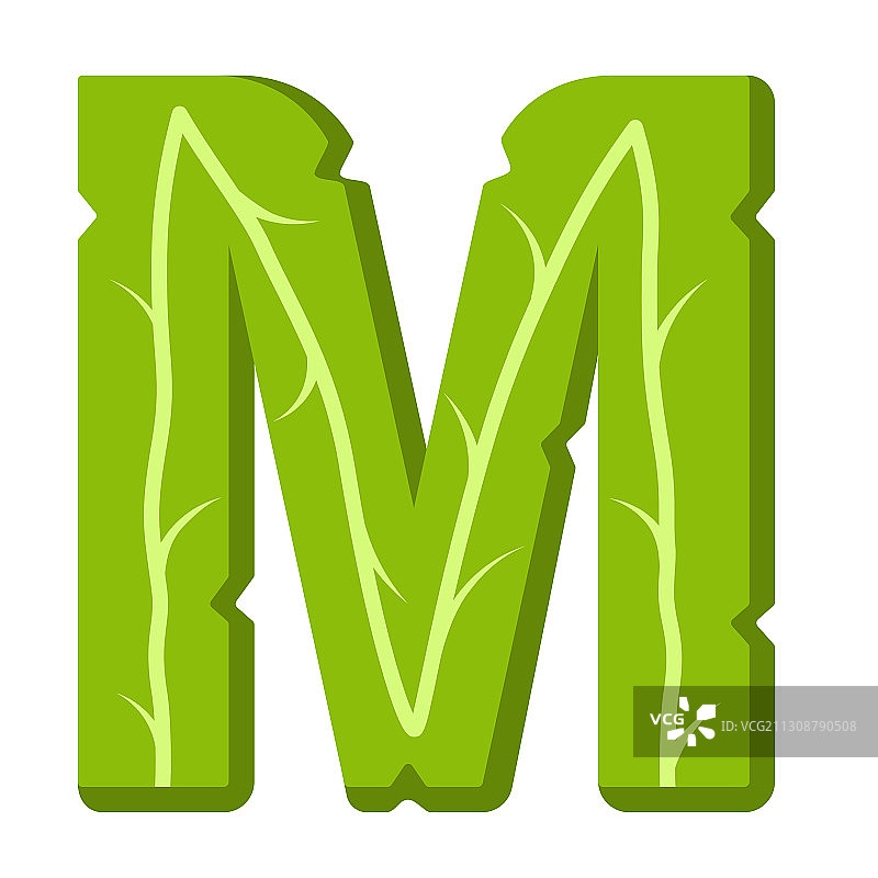 字母m绿叶夏天字母表图片素材