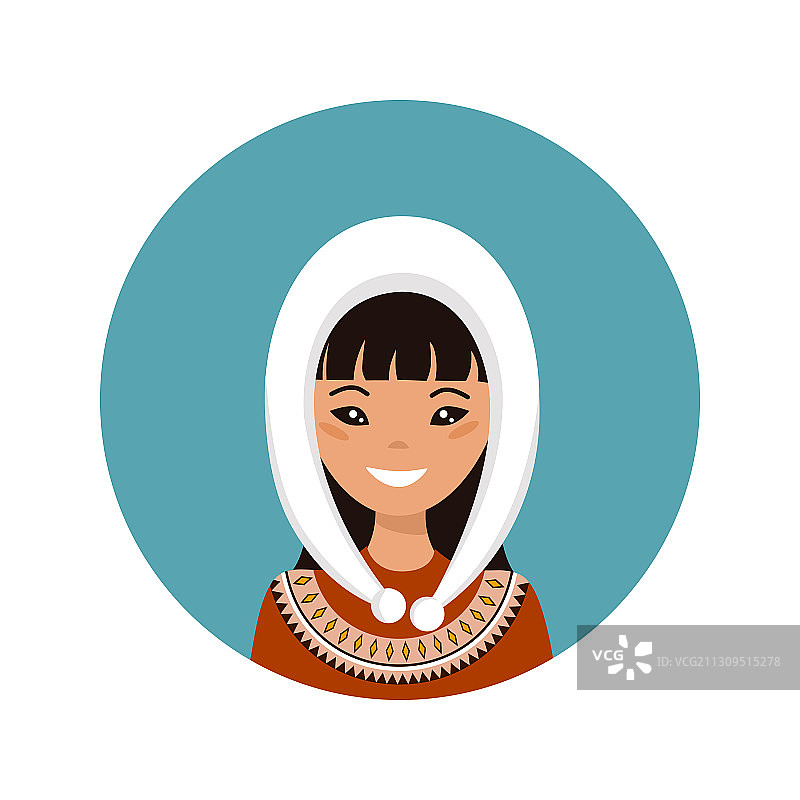 用户图标年轻的阿拉斯加女人在平坦的风格图片素材