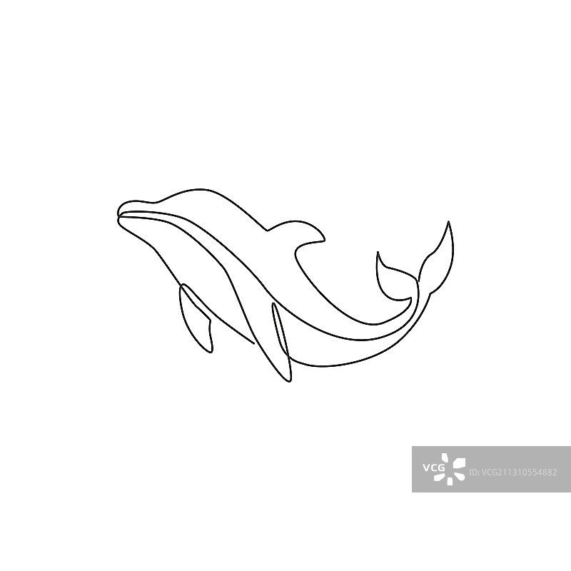 单线画出可爱美丽的海豚图片素材