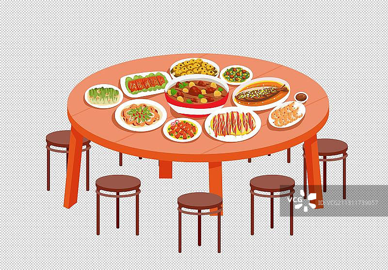 团圆餐桌食物美食图片素材