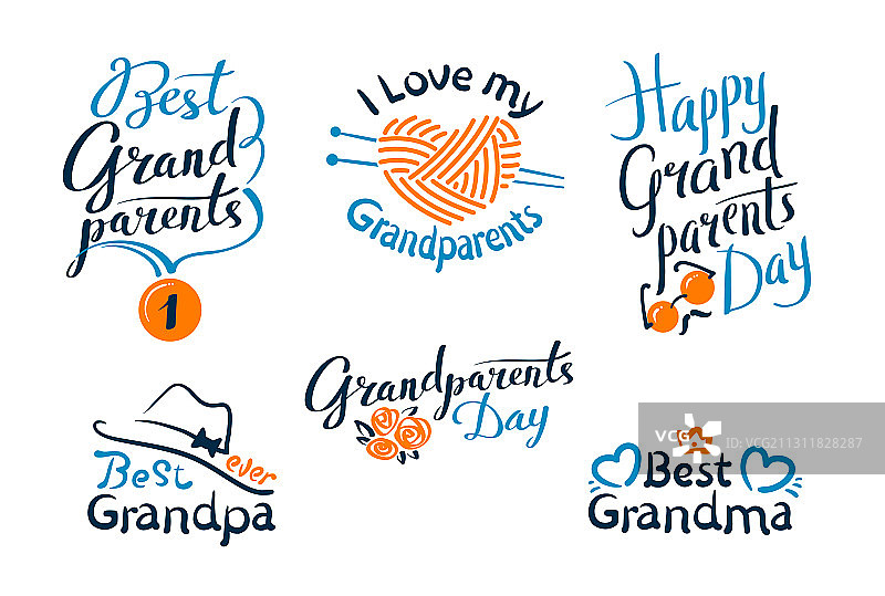 设置快乐祖父母日标志标签图标图片素材