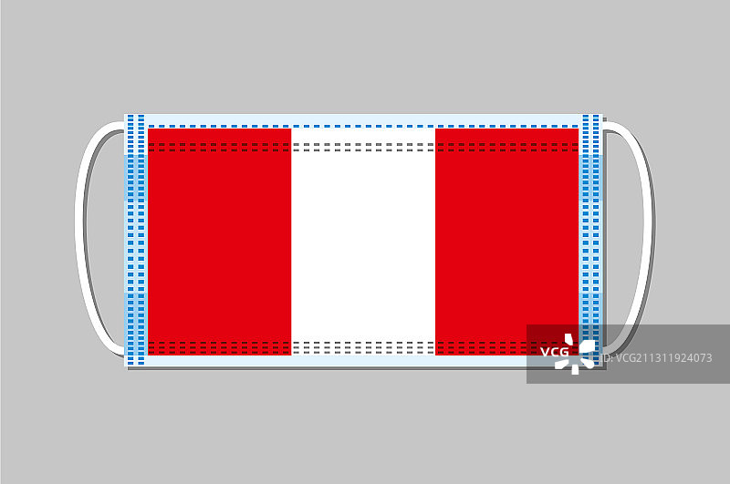 医用口罩上印有秘鲁国旗的扁平图案图片素材