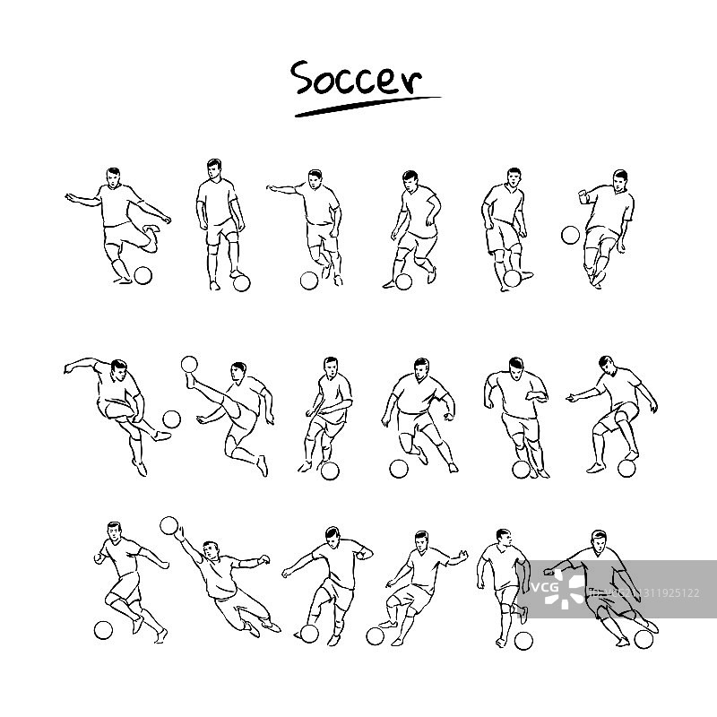 足球运动员踢球墨线图标图片素材