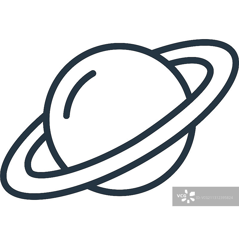 土星图标孤立在白色背景轮廓图片素材