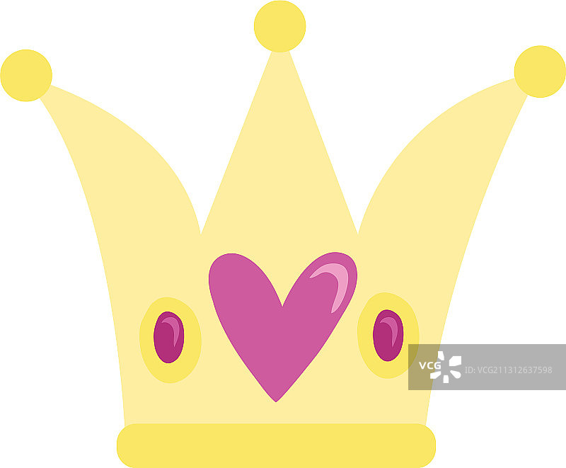皇冠与心手绘风格图标图片素材