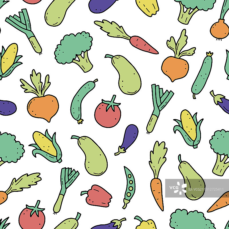 手绘无缝蔬菜图案图片素材