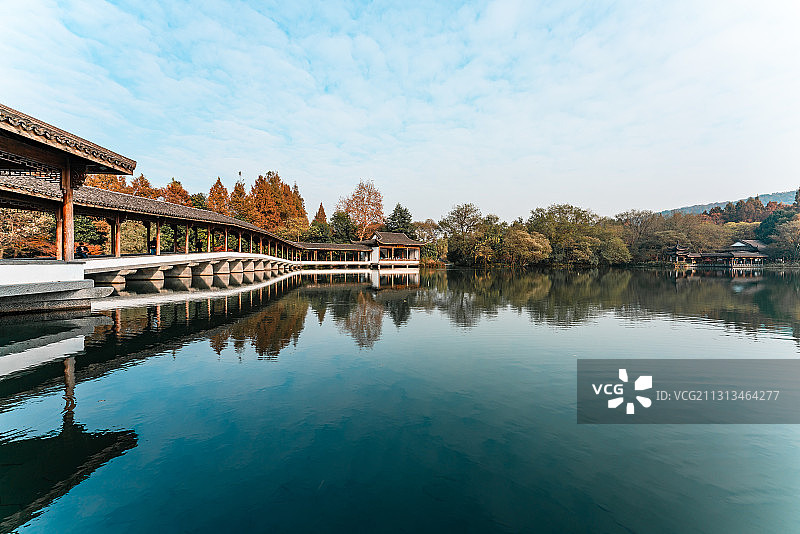 杭州西湖浴鹄湾秋色图片素材