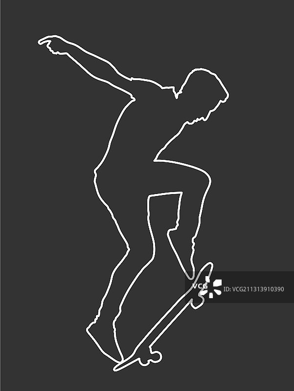 滑板男子轮廓轮廓线图片素材