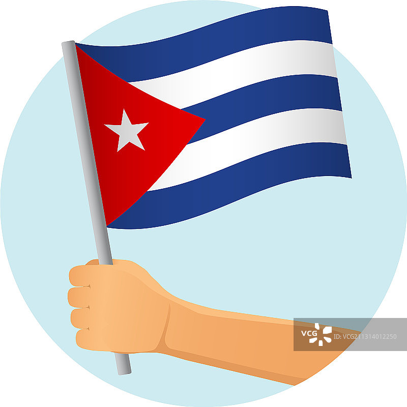 古巴国旗在手图片素材