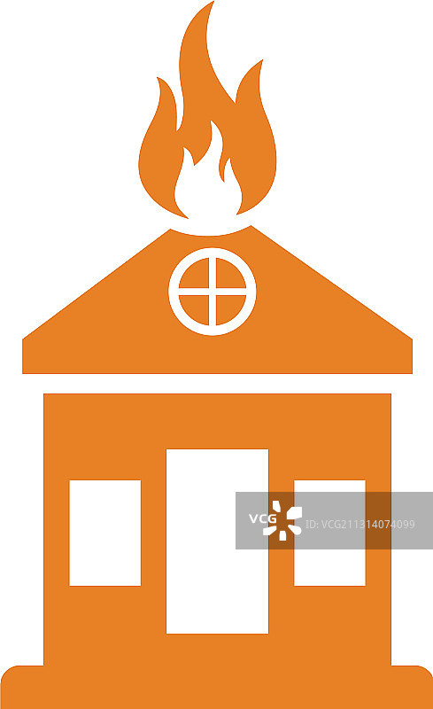 燃烧的房子图标橙色图片素材