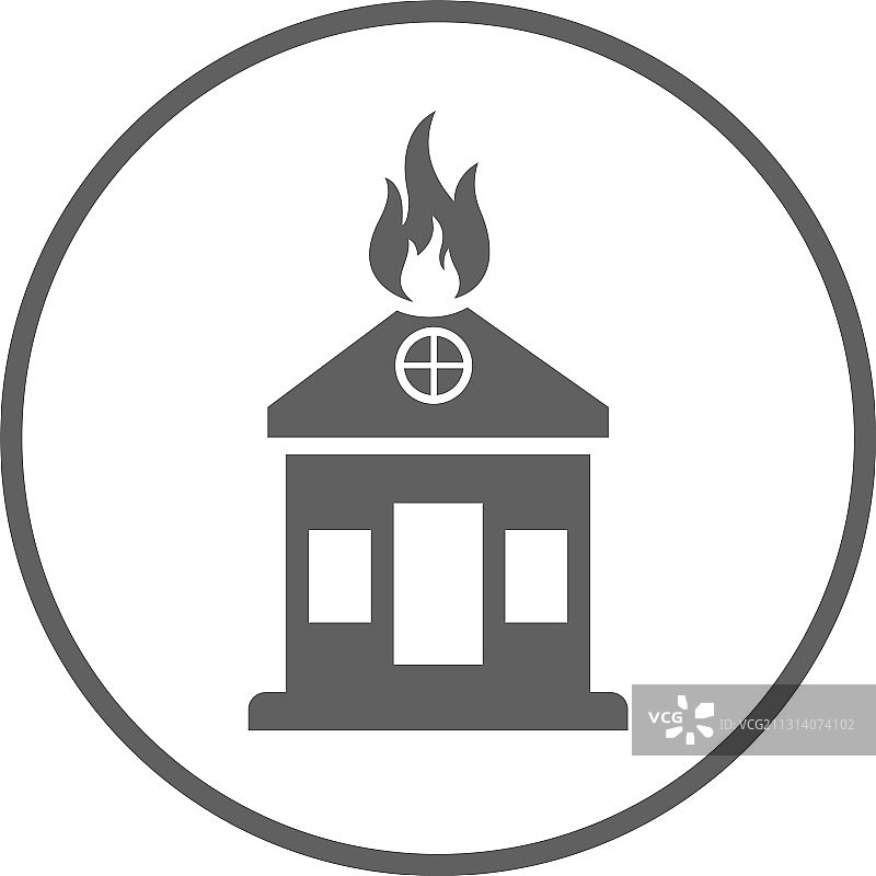 燃烧的房子图标是灰色的图片素材