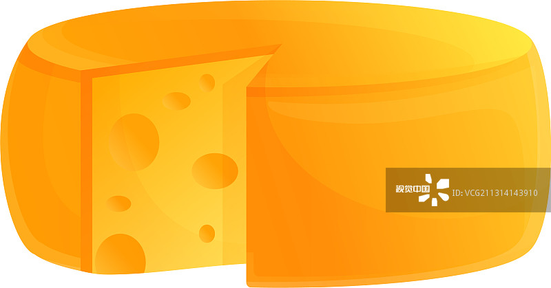 圆形农场奶酪图标卡通风格图片素材
