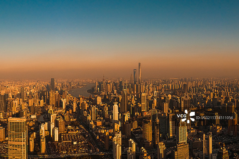 上海城市天际线航拍图片素材