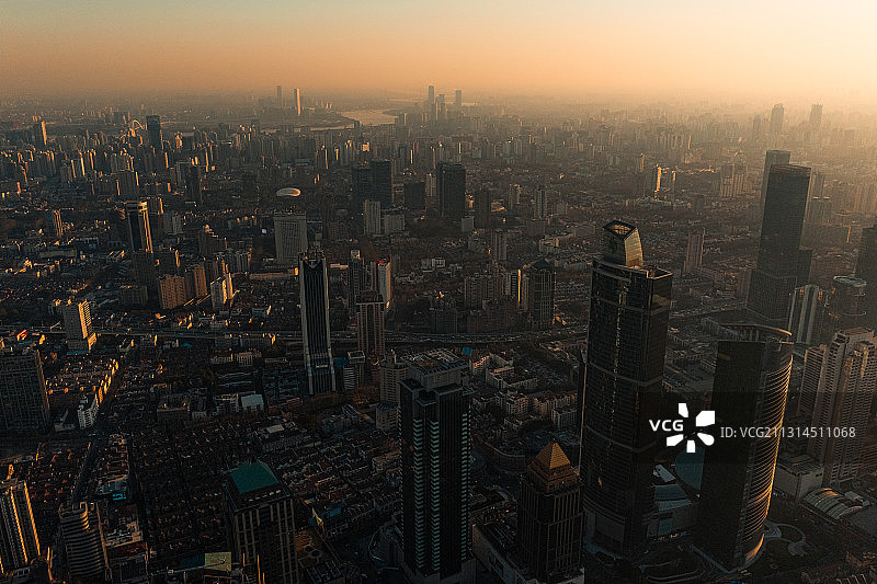 上海城市天际线航拍图片素材