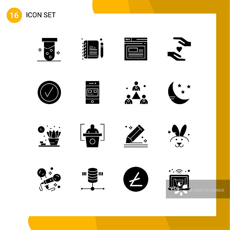16个适用于网络和移动的通用实体符号图片素材
