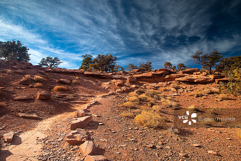 沙漠对天空的风景，无名路，美国，美国图片素材