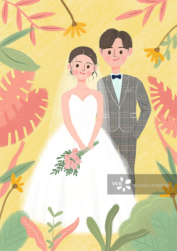 浪漫婚礼创意插画图片素材
