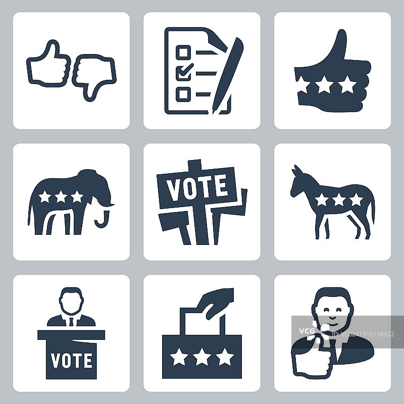 投票和政治图标集图片素材