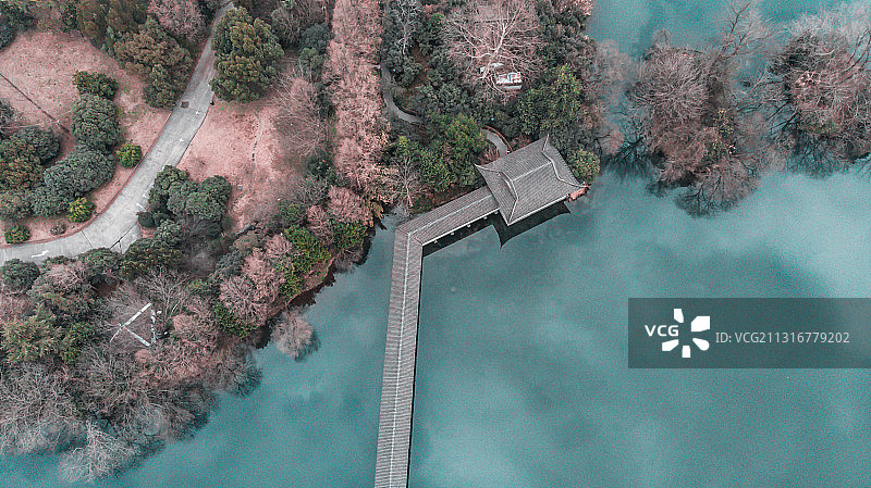 杭州西湖浴鹄湾航拍图片素材
