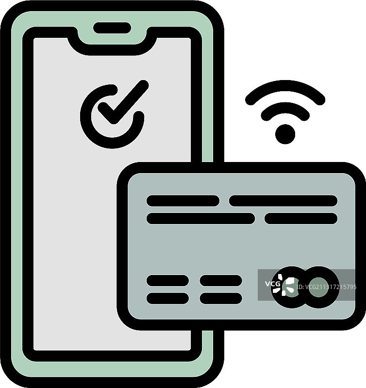 信用卡NFC智能手机图标轮廓风格图片素材