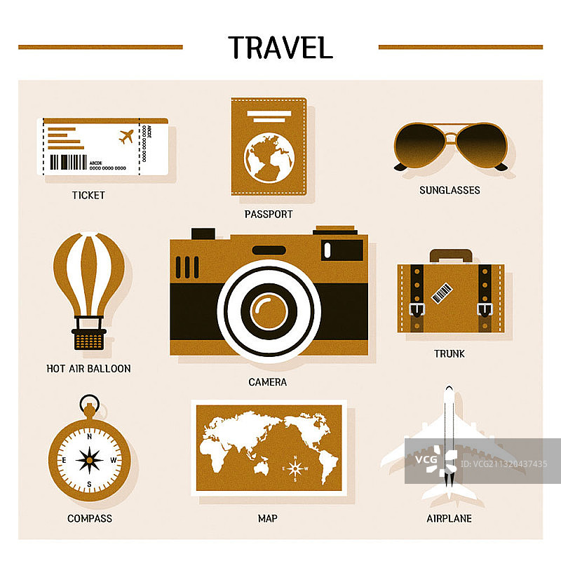 矢量图标旅行道具集图片素材
