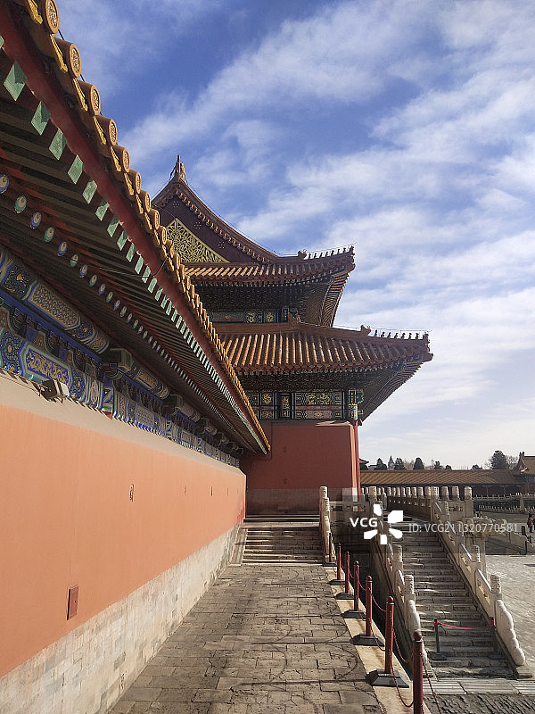 北京故宫紫禁城太和殿左侧古建筑架构图片素材
