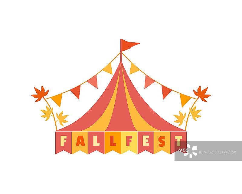 手绘秋天的帐篷平面颜色图标图片素材