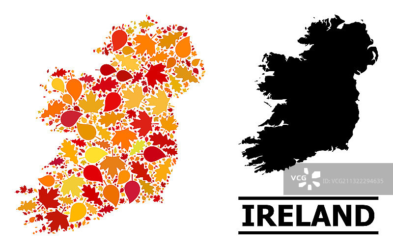 秋叶-爱尔兰岛的马赛克地图图片素材