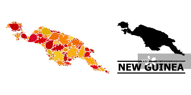 秋叶-马赛克地图新几内亚岛图片素材