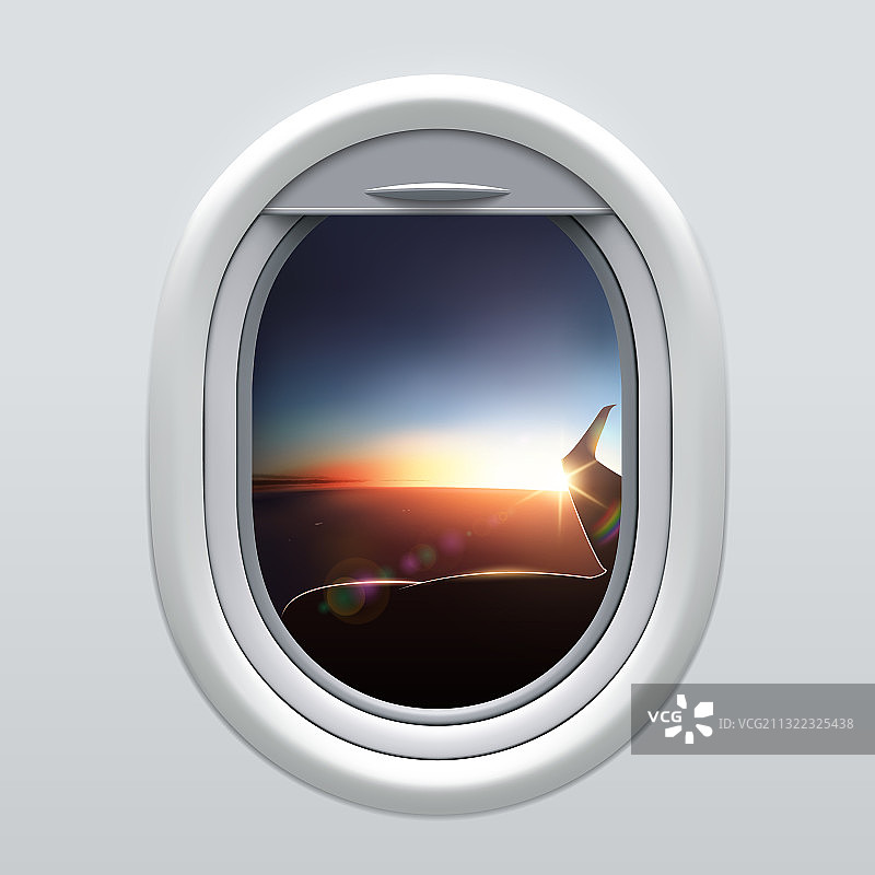 从飞机窗口观看天空和机翼图片素材