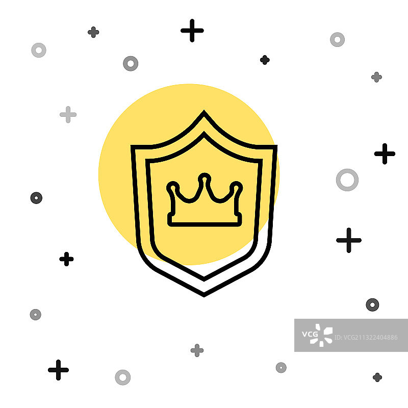盾牌与皇冠图标隔离在白色图片素材