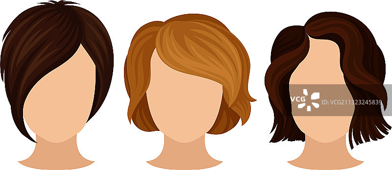 不同的发型和发型为女性图片素材
