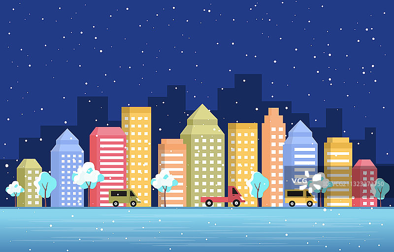 冬雪树雪城市建筑景观图片素材
