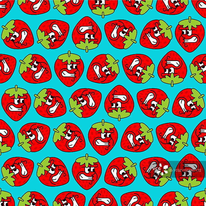 愤怒的草莓图案无缝邪恶的浆果图片素材