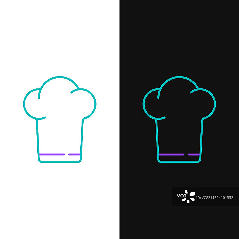 线厨师帽图标隔离在白色和黑色图片素材