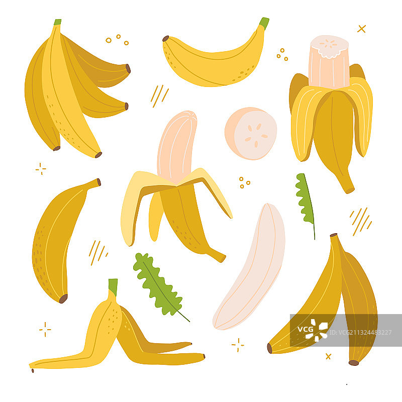 黄色香蕉，五颜六色，集异国情调的热带水果图片素材