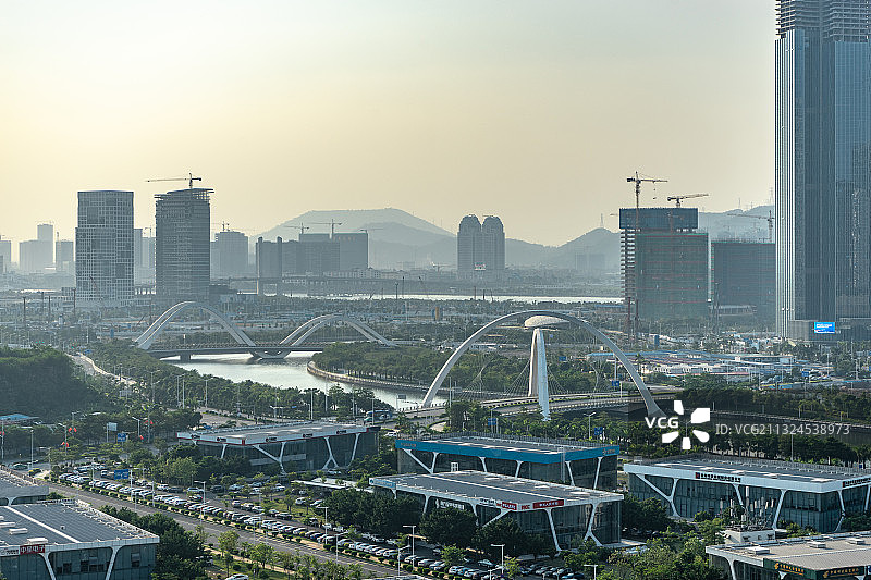 广东省珠海市横琴自贸区金融岛建筑景观图片素材