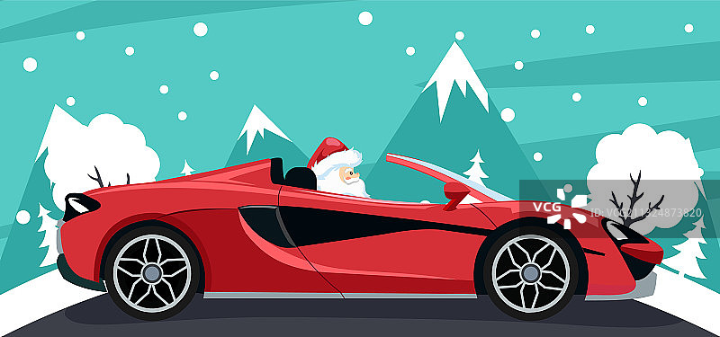 背景设计圣诞老人在豪华轿车图片素材
