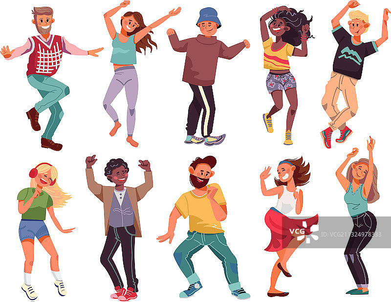 跳舞的人快乐的卡通青少年年轻的现代图片素材