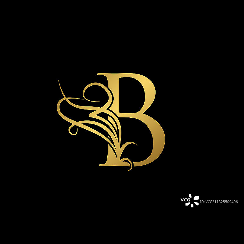 黄金奢侈品首字母b标志图标概念图片素材
