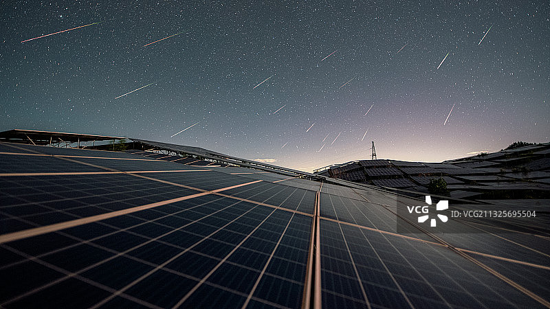 和包山-光伏发电站太阳能流星雨图片素材