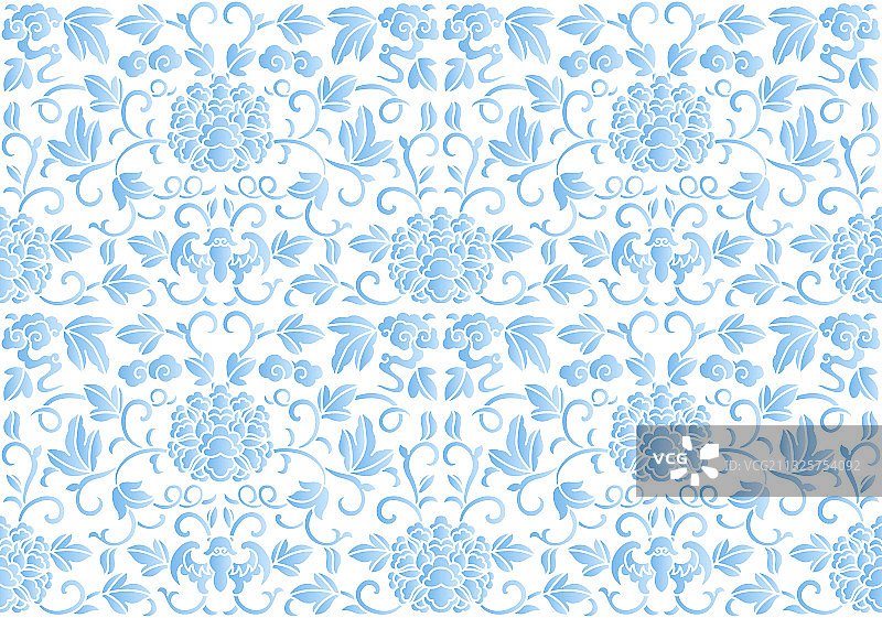 无缝的蓝色传统花纹背景图案图片素材