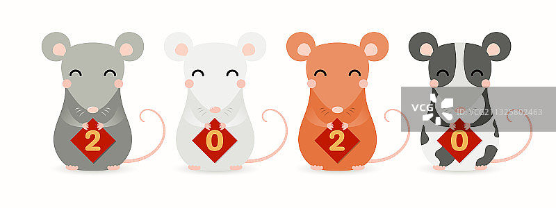 2020年中国新年可爱的老鼠图片素材