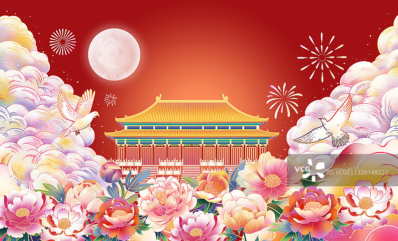 北京故宫天坛祈年殿城市地标建筑插画图片素材