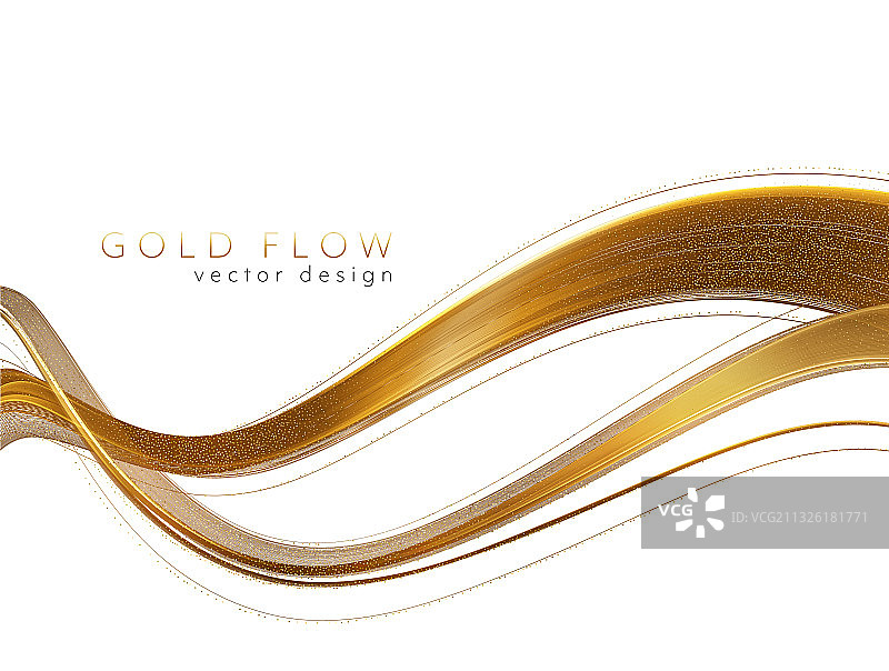 抽象闪亮的彩色金色波浪设计元素图片素材