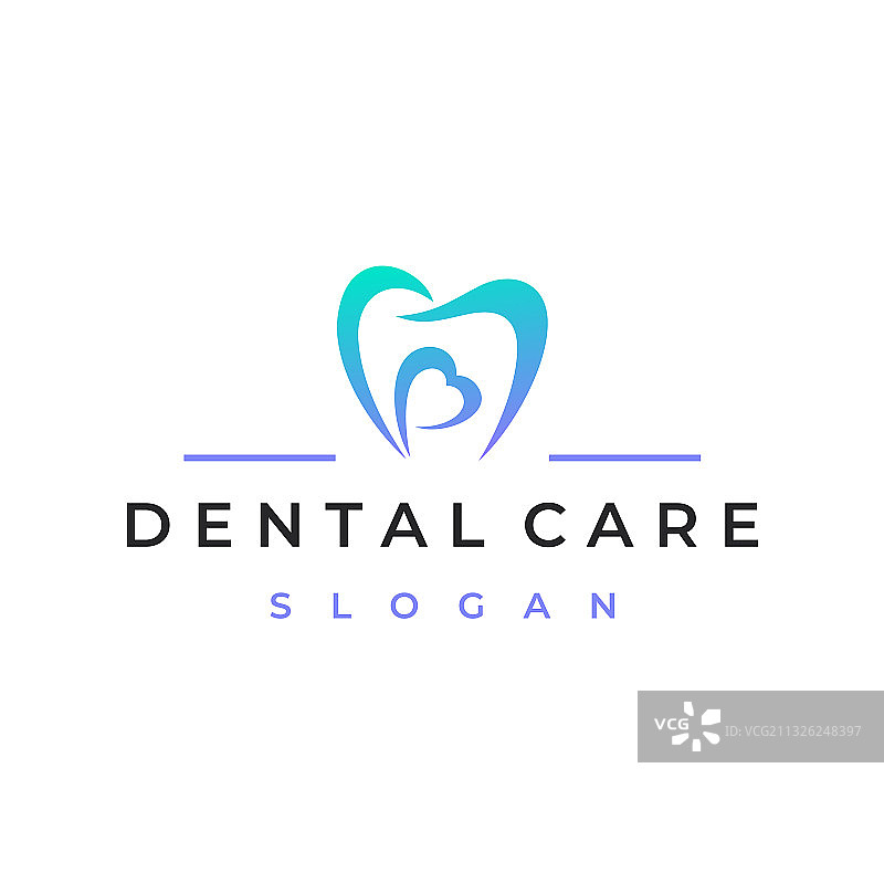 牙齿和心脏牙科保健标志设计图片素材