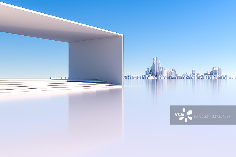 3D现代科技广场空间背景图片素材