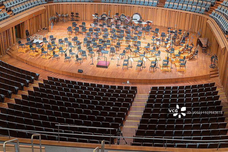 国家大剧院内部室内人造空间无人的宏伟的空的音乐厅乐队全景图片素材